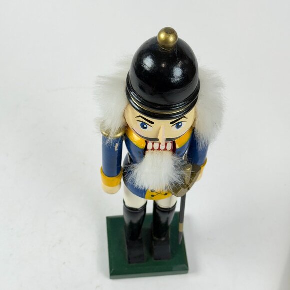 Vintage Handcrafted Wooden Nutcracker Soldier Figurine Decor Blue Uniform - Picture 6 of 8